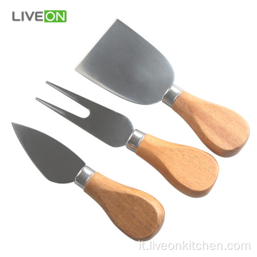 Set di coltelli per formaggi in legno di acacia naturale